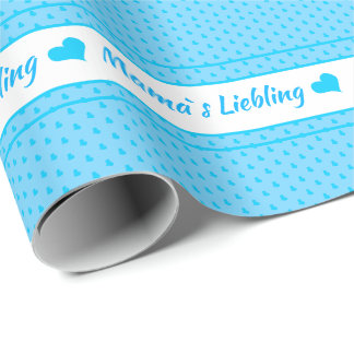 Mama`s Liebling blau mit Herzen Presentpapper