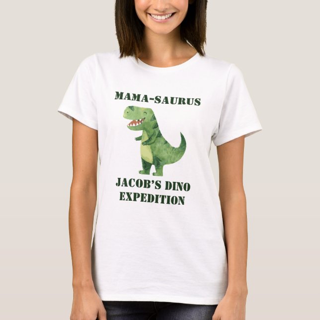 Mama-saurus, Dinosaurie-födelsedagsfest T Shirt (Framsida)