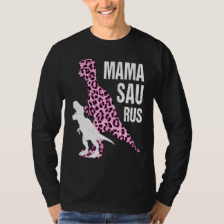 Mama Saurus Pink Leopard Dinosaur Rex Mom Life Mot T Shirt