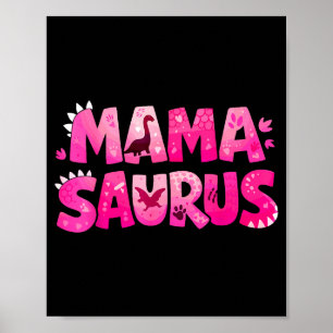 Mama saurus rolig dino födelsedag för mammas barn poster