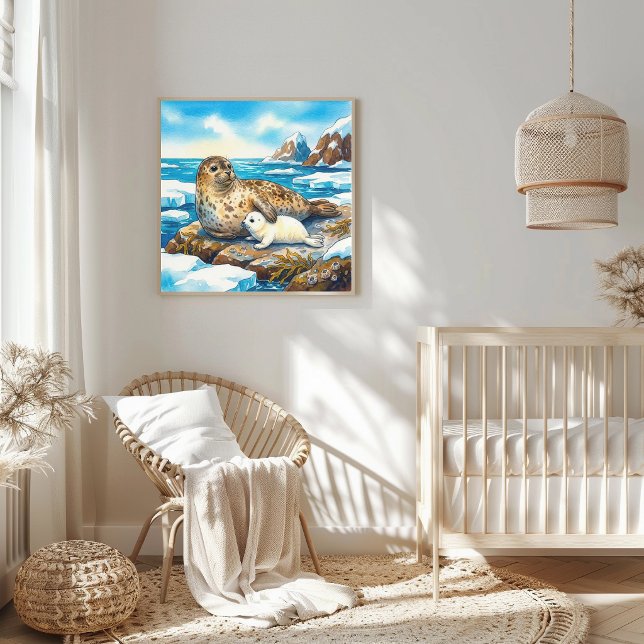 Mama Seal and Pup Nursery Poster (Skapare uppladdad)