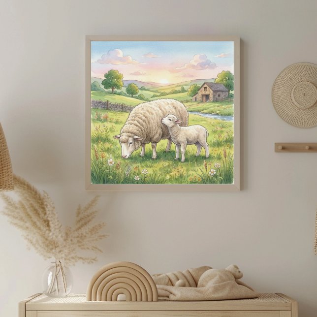 Mama Sheep and Lamb Nursery Poster (Skapare uppladdad)