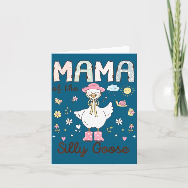 Mama Silly Goose First Birthday Illustration Kort (Framsida)