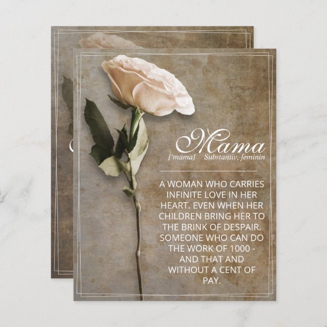 Mama - simply irreplaceable - vintage (Fram/baksida)