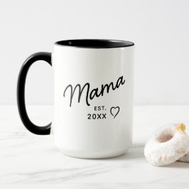 Mama Svart och Vitt Minimalistisk Est År Mugg