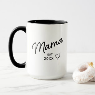 Mama Svart och Vitt Minimalistisk Est År Mugg