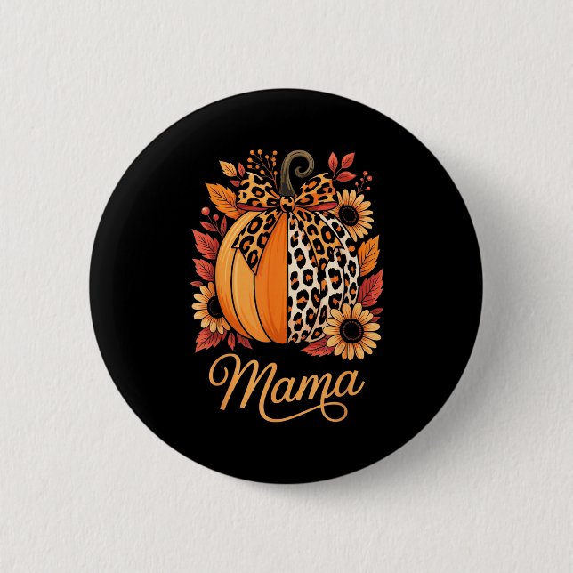 Mama Thanksgiving Leopard Pumpkin Sunflower Coquet Knapp (Framsida)