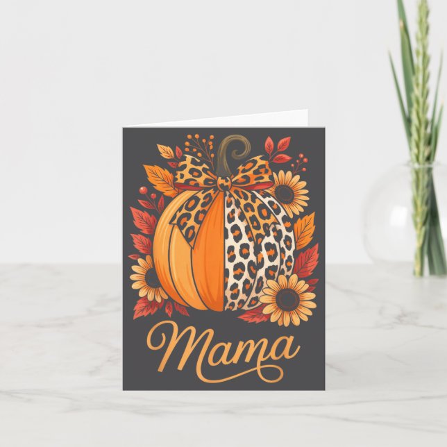 Mama Thanksgiving Leopard Pumpkin Sunflower Coquet Kort (Framsida)