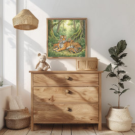 Mama Tiger och ungar Nursery Poster