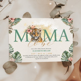 Mama To Be Tiger Animal Wild Baby Girl Shower Inbjudningar