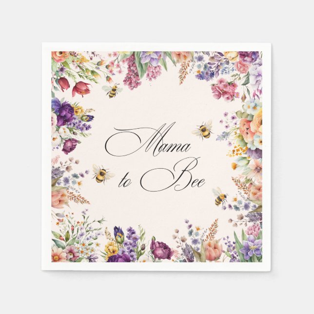Mama To Bee Blommig Barnkalas Pappersservett (Framsidan)