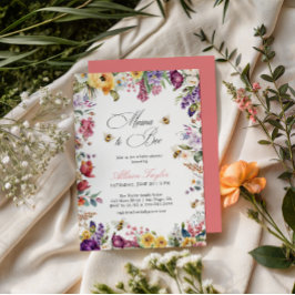 Mama To Bee Färgglada Blommor Bina Barnkalas  Inbjudningar