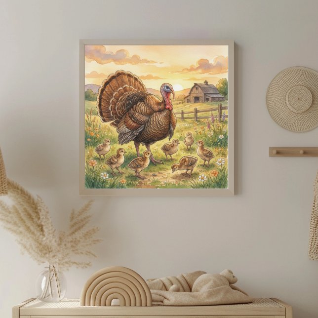 Mama Turkey and Poults Nursery Poster (Skapare uppladdad)