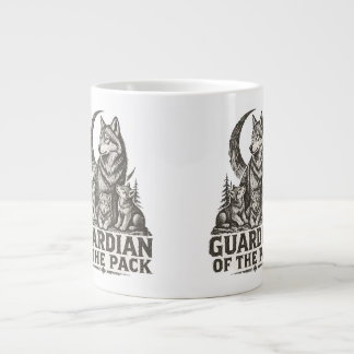 Mama Varg och Valpar Skog Måne Natur Grafik Jumbo Mugg