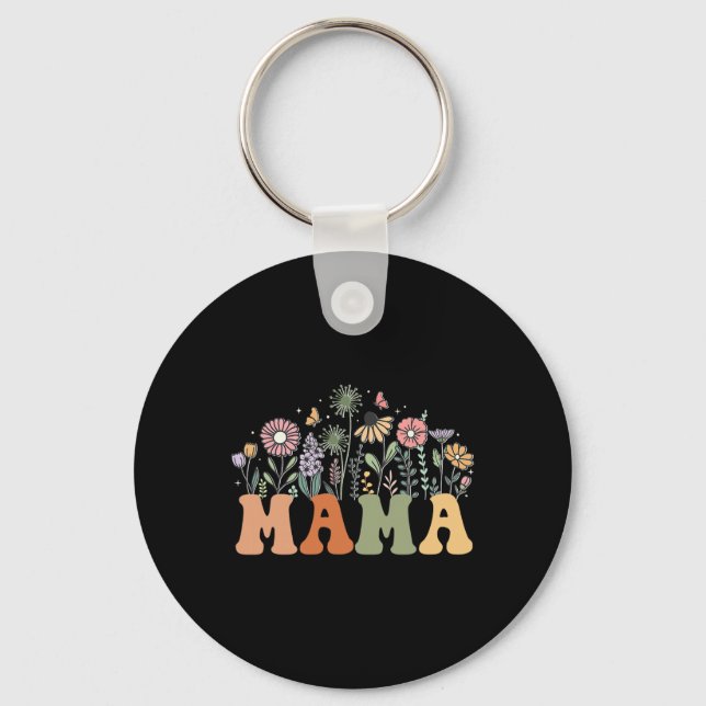 Mama Wildflower Floral Birthday Baby Shower New Ma Nyckelring (Framsida)