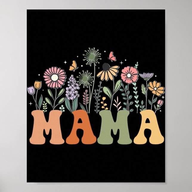 Mama Wildflower Floral Birthday Baby Shower New Ma Poster (Framsidan)