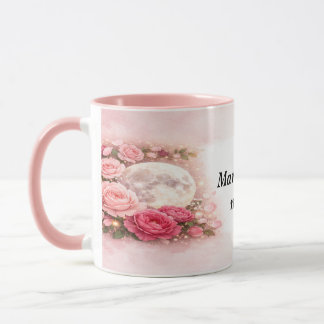 Mama You Are My Moon Pink Floral Moon Mug Mugg