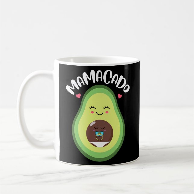 Mamacado Pregnant Avocado Gravid Announement Kaffemugg (Vänster)