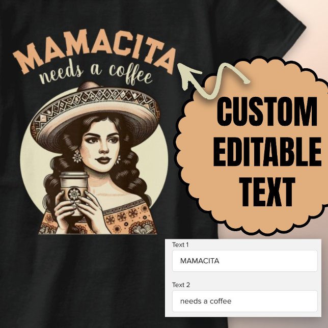 mamacita behöver en kaffepretro, en historisk kvin t shirt (Mamacita needs a coffee retro Hispanic woman cafe T-Shirt)
