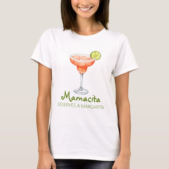 Mamacita Deserves a Margarita Strawberry Marg T Shirt (Framsida)