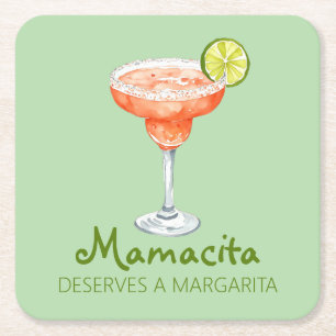 Mamacita Deserves a Margarita Strawberry Marg Underlägg Papper Kvadrat