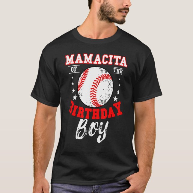 Mamacita från födelsedagspojken Baseball Theme-fam T Shirt (Framsida)