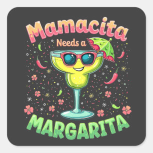 Mamacita Needs a Margarita Cinco De Mayo Party Fyrkantigt Klistermärke