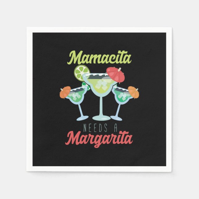 Mamacita Needs A Margarita Mexico Mexican Cocktail Pappersservett (Framsidan)