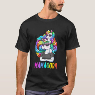 Mamacorn Enhörnings Mors Dag Regnbågsfärg T Shirt