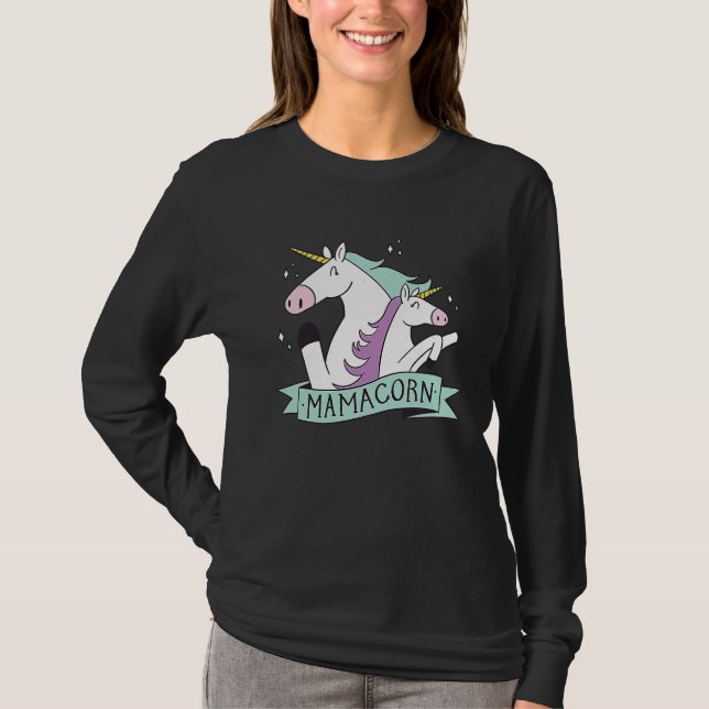 Mamacorn Unicorn Mama Maternity Family Mother's Da T Shirt (Framsida)