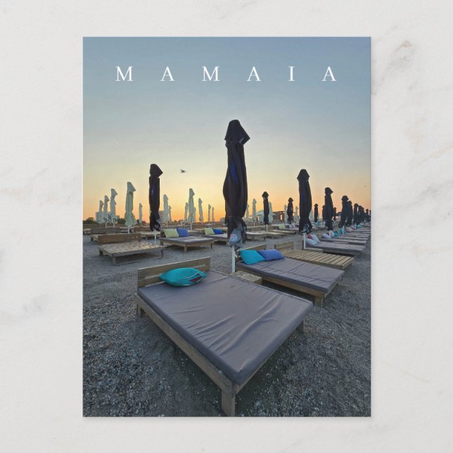 Mamaia-stranden på kvällskort vykort (Framsida)
