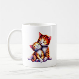 Maman chat et son chaton font des câlins. kaffemugg