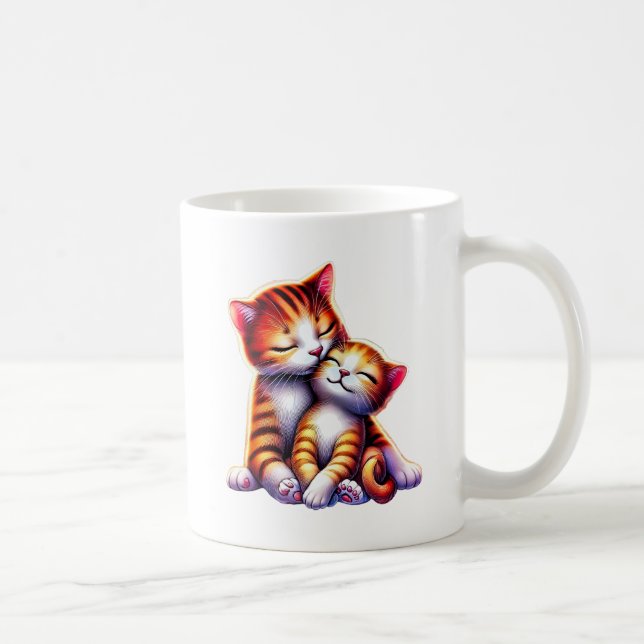 Maman chat et son chaton font des câlins. kaffemugg (Höger)