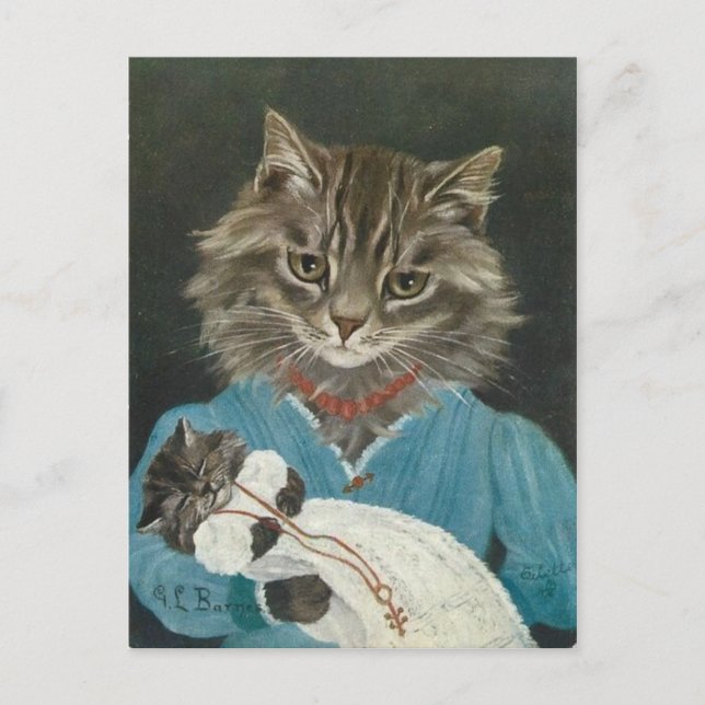 Maman et bébé chatta vykort (Framsida)