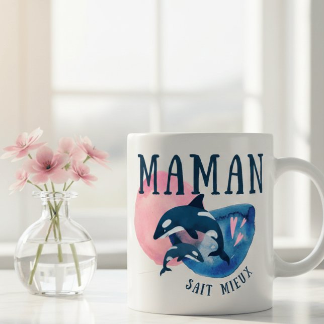 Maman Sait Mieux Mor Orca Akvarell Kaffe Mugg (Skapare uppladdad)