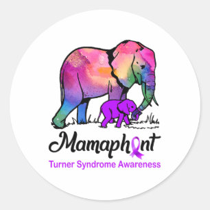 Mamaphant Mamma Elephant Turner Syndrome Awareness Runt Klistermärke