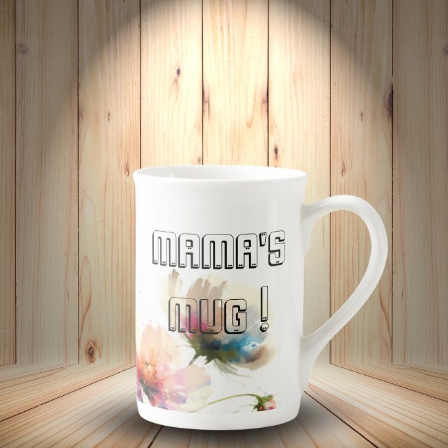 Mamas Blommigt Specialty Mugg Benporslin Mugg (Elegant Floral Design )
