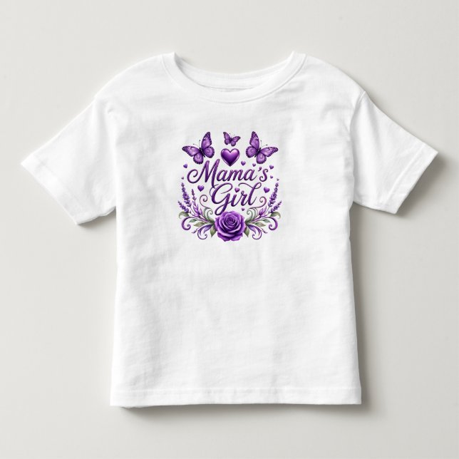 Mamas flicka fjäril vattenfärg blomsterdesign t shirt (Framsida)