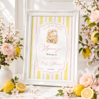 Mamas huvudpress Cute Lemon Baby Shower Poster