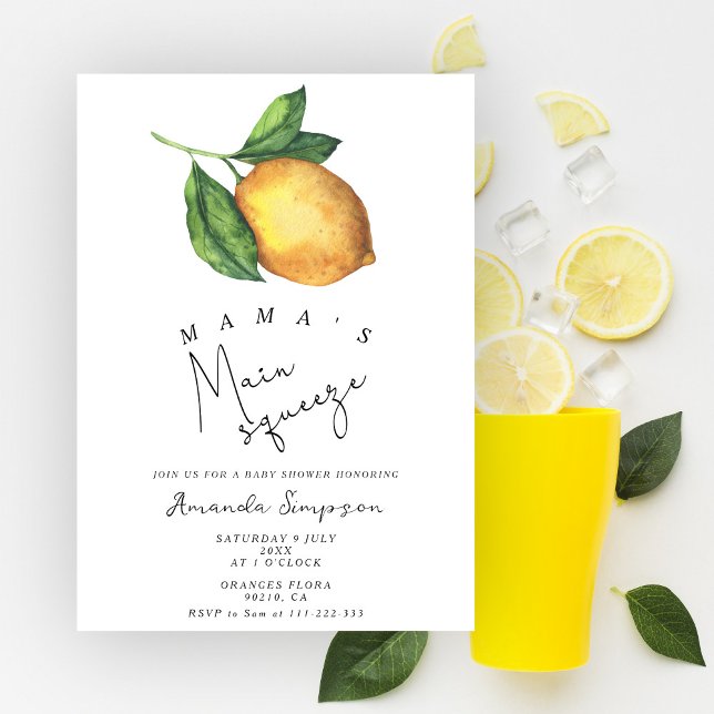 Mamas huvudsqueeze Citron baby shower Inbjudningar (Skapare uppladdad)