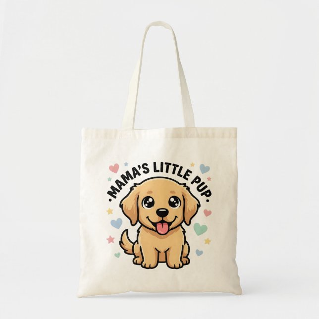 Mamas lilla valp Golden Retriever-handväskan Tygkasse (Framsidan)