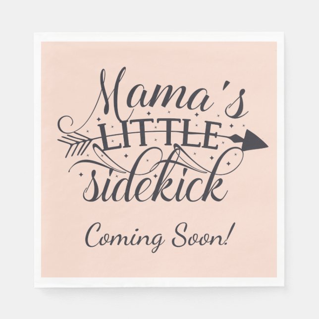 Mamas Little Sidekick Baby Shower Napkins Pappersservett (Framsidan)