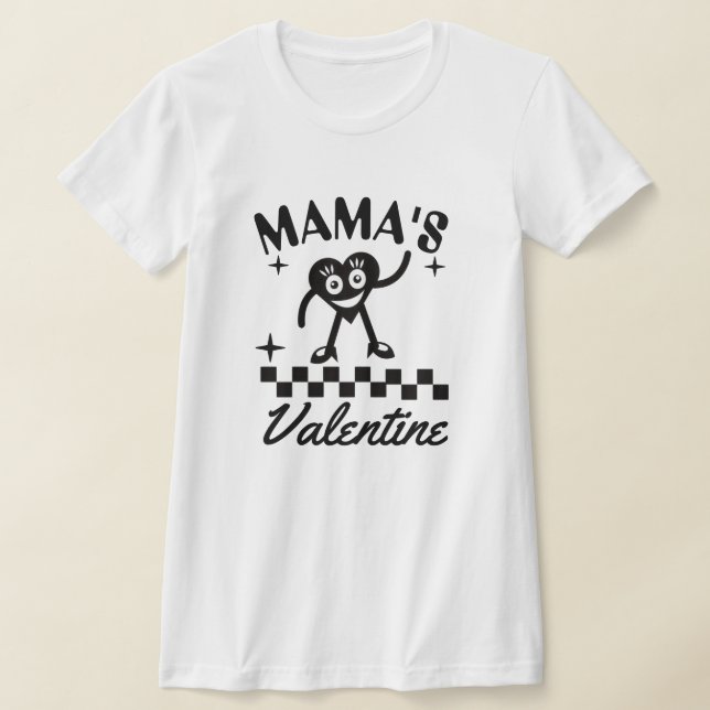 Mama's Valentine Retro Heart T-Shirt, Cute  T Shirt (Laydown)