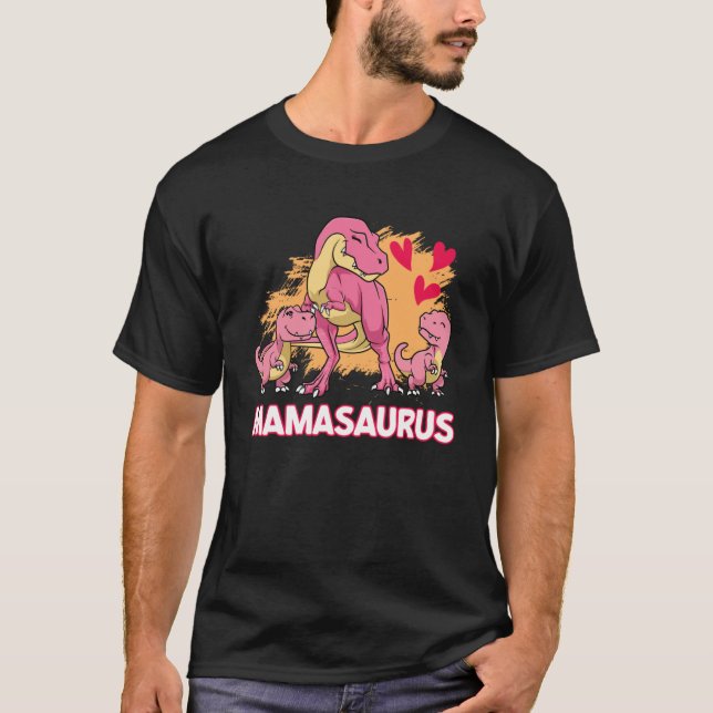 Mamasaurus Dinasaurus Mor Family Dinosaur T Shirt (Framsida)