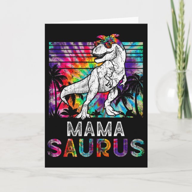 Mamasaurus Dinosaur Mama Saurus Familj Matchande T Kort (Framsida)
