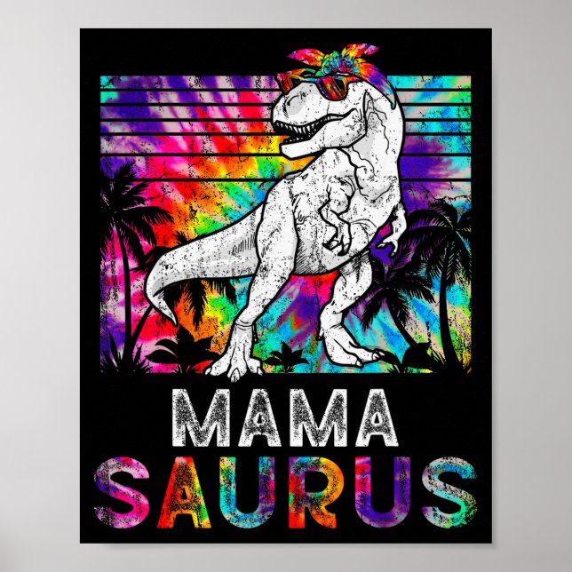 Mamasaurus Dinosaur Mama Saurus Family Matching Ti Poster (Framsidan)