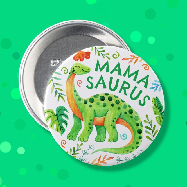 Mamasaurus Dinosaur Mamma, födelsedagspojken Knapp (Mamasaurus Dinosaur Mom of the Birthday Boy Button)