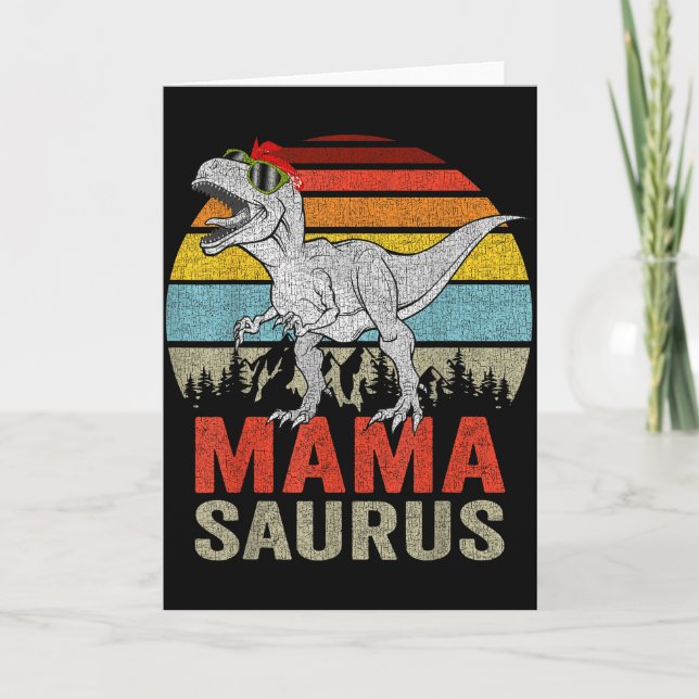 Mamasaurus Dinosaur Mamma Saurus T Rex Rolig Famil Kort (Framsida)
