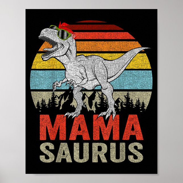 Mamasaurus Dinosaur Mamma Saurus T Rex Rolig Famil Poster (Framsidan)