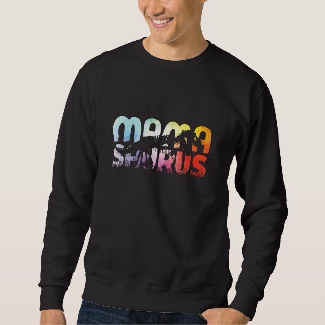Mamasaurus Dinosaur Rex Tie Dye Mama Saurus Mor Lång Ärmad Tröja (Framsida)
